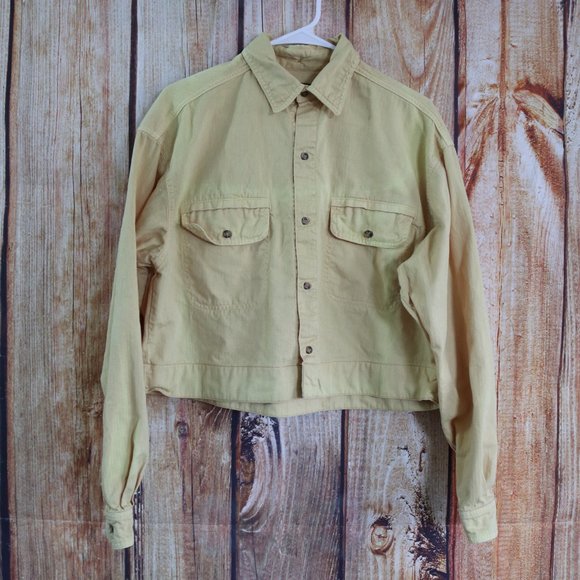 The North Face Jacket Womens Yellow Cropped Denim Jean Rare Coat 80's - Picture 1 of 7